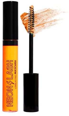 Rímel luminoso ultravioleta, rímel fluorescente arcoíris, rímel impermeable de color neón, rímel extendido, rímel extendido para uso en el escenario de la fiesta de Halloween (#3 Naranja)