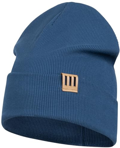 Beanie Mütze für Kinder & Herren Herbst und Winter, 54-56, Indigoblau