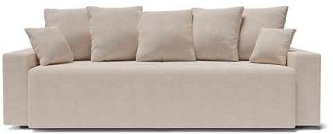 BAÏTA Sofa Alma rechts, umwandelbar, Stoff, Beige, 3-Sitzer, mit Aufbewahrungstruhe