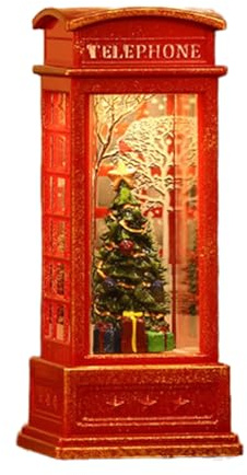 Akozon Christmas Snow Globe Lantern Telephone Booth - Luminous Decorative Ornament for Home Bar KTV (Christmas Tree)