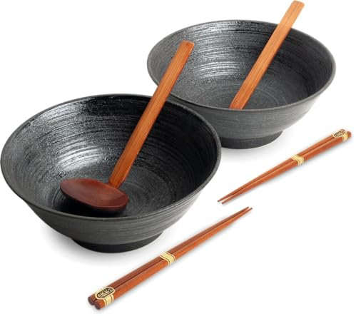 Lujo - Juego de tazón de ventanas 2 - Uzu negro - Ensaladera - Cuencos de sopa - Tazones de ventanas - Cuenco de frutas - Juego de comedor - Juego de cuencos - Juego de cuencos de fideos - Cuencos de