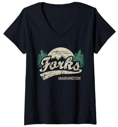 Womens Forks Washington Vintage V-Neck T-Shirt