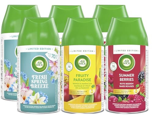 Air Wick Freshmatic Max – Nachfüller Set – Automatisches Raumspray – Raumduft Frühling – 6 x 250 ml Nachfüller