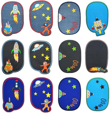 Set di 12 Toppe da Cucire Termoadesive per Bambini e Adulti - Patch Ricamate - Ideali per T-Shirt, Jeans, Borse - Decorazioni Carine e Resistenti