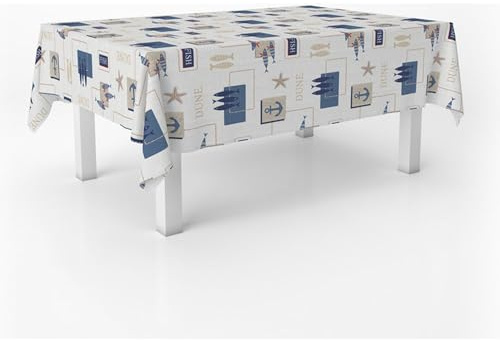 ECOMMERC3 Wachstuch, rechteckig, Größe 100 x 140 cm, Stil, Haltbarkeit und einfache Reinigung für Ihren Tisch – fleckenabweisende und wasserdichte Wachstuch-Tischdecke, Blau