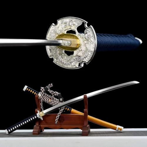 104cm Katana aus Federstahl【Die Schönheit Kalter Waffen】Handgefertigtes Samurai-Schwert mit Holzscheide,japanisches Schwert für Kendo,Cosplay,Heimdekoration,Geschenke,Sammeln,Ausstellen,Kampfsport