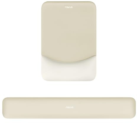 MOSISO Handballenauflage für Mauspad & Tastatur Set – Rechteckig Ergonomisches Mauspad & Handauflage, Rutschfeste Basis Schmerzlinderung Neopren & Erhöhtem Memory-Schaum, Büro/Gaming, Khaki
