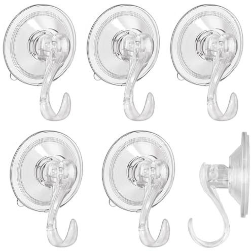 miaomiao 6-Pack Saugnapf Haken Set, Saughaken Extra Stark, Saugnapfhaken Ohne Bohren für Fenster Glas Bad Küche Badezimmer, 3KG Belastbar, Transparent