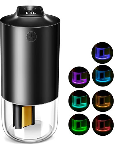 Portable Travel Humidifier 250ml,Auto-Purification, Dry Air Humidifiers Small Cool Mist Humidifier for Car Auto On/Off, Personal Cool Mist Humidifiers for Bedroom Office,2 Mist Modes (Black)