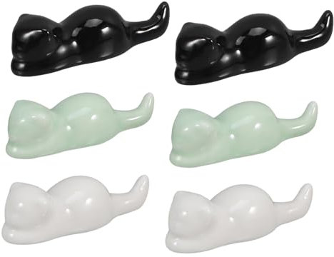 DIYEAH 6stücke Keramik-kalligraphie-pinselhalter in Katzenform Make-up-pinselhalter Stiftablage Ständer Für Aquarellpinsel Chinesischer Pinselhalter Süßer Malpinselablage