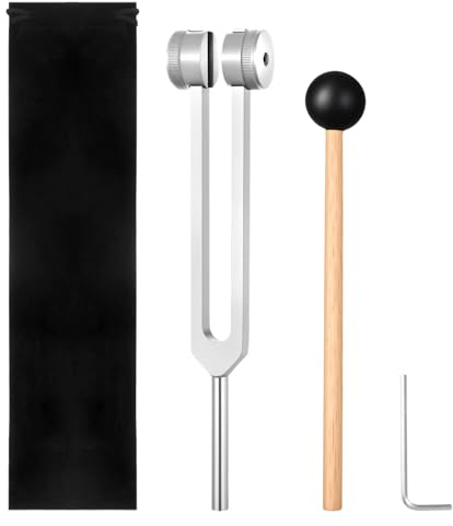 Diapasón 128 Hz para terapia, 128 Hz, diapasones de aluminio para terapia de frecuencia con bolsa de terciopelo, martillo de silicona y herramienta de reparación (plata)
