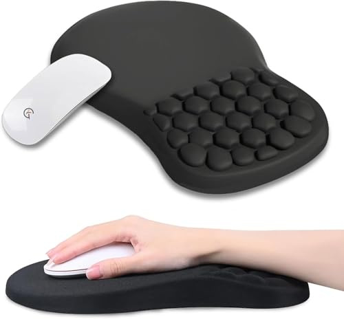 Tapis de Souris pour Poignets avec Design de Massage - Tapis Souris Ergonomique avec Repose Poignet en Mousse à Mémoire,Tapis de Souris Gamer avec Base Caoutchouc Antidérapante,Mouse Pad Confort,Noir