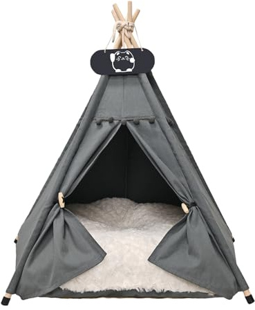 Whiwhi Tipi Tenda da campeggio per animali domestici con cuscino a doppio lato, rimovibile e lavabile, tenda di lusso per cani, tenda per cani e gatti, casa per animali domestici, 50 x 50 x 60 cm