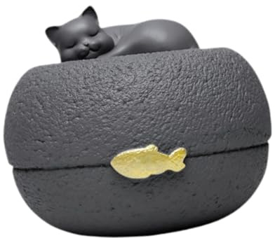 sporful Katzen-Gedenkurne Engel Haustier-Einäscherungsbox Harz Tierurne mit schlafender Katze Design Verlust Haustier Gedenkgeschenk