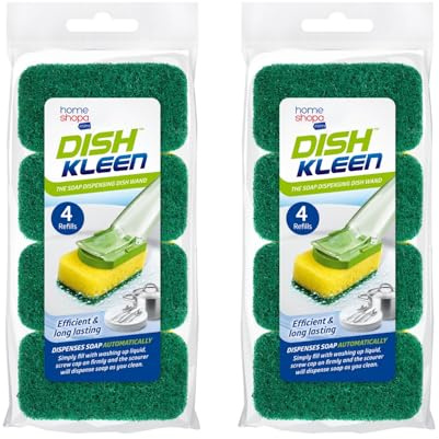 HOMESHOPA Scourer Refills for Dish Wand, 8 Pack Sponge Heads Replacement, Heavy Duty Dishwashing Scrub Pads, Washing up Scrubbers, Kitchen Sink Cleaning Tool kit