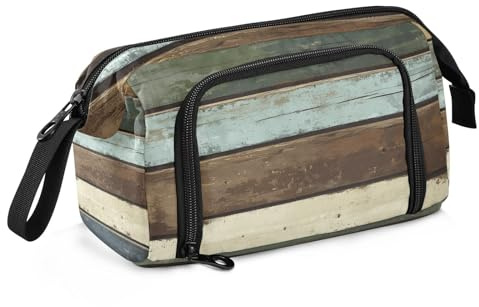 Quteprint Federmäppchen mit großem Fassungsvermögen, Vintage-Stil, rustikale Holzplanken, tragbar, Stifteetui mit Reißverschluss, Büro, Schule, Schreibwaren-Tasche, Stiftebox für Teenager, Mädchen