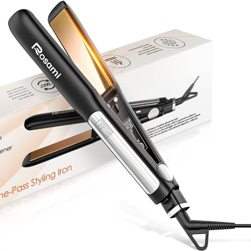 Rosami Piastra per Capelli 2 in 1 al Titanio, Ionica e Ultra Lucente, Riscaldamento Rapido 20s, Display LCD, Per Lisciare, Arricciare e Onde Perfette