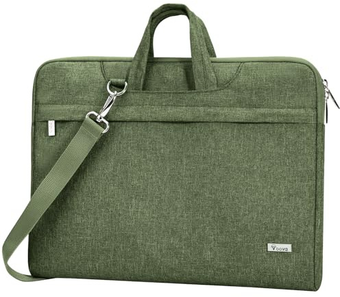 Voova 15-15.6 inch Laptop Shoulder Bag MacBook Sleeve, Computer Bags | Compatible with MacBook Pro 16 inch, HP, Dell, Lenovo, Asus, Side Open Messenger Bag with Handle Removable Strap