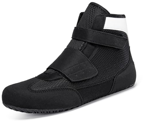 Boxe Lutte, Entraîneurs, Chaussures De Sport pour L'Entraînement, Exercice De Combat, Botte De Kickboxing en Maille Respirante Confortable,Noir,36 EU