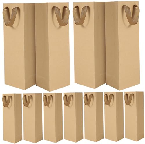 NOLITOY 24 Stück Teiliges Kraftpapier Weinflaschen Geschenktüten mit Robustem Henkel Langlebig und Reißfest für Weinverpackung Getränketüten und Flaschentaschen Individuell Anpassbar