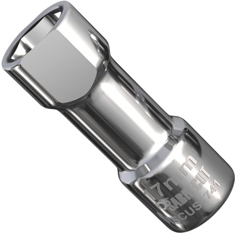 1 x SabreCut SCUS1741 17mm Channel Socket for 41mm x 41mm Unistrut Channel, Fits 1/2 Drive Ratchets, Hardened Chromium Vanadium Steel, Nickel Chrome Finish, M10 Nuts/Bolts, Heavy Duty Impact Rated