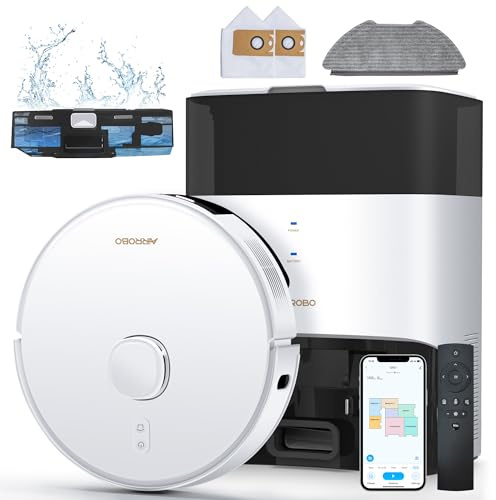 AIRROBO GT21 Robot Aspirateur Laveur avec Station, 3.5L Automatique Poussièr, Navigation LiDAR avec Nettoyage Personnalisé, 180min Autonomie pour Poil Animaux, évitement D'obstacles, WiFi/App Contrôle