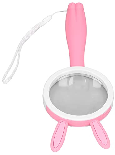Riuulity Lente D'ingrandimento Portatile con Conigli Rosa dei Cartoni Animati 5x / 10x Lente D'ingrandimento da Lettura con Impugnatura Comoda in ABS per Bambini 9 X 3,4 Pollici