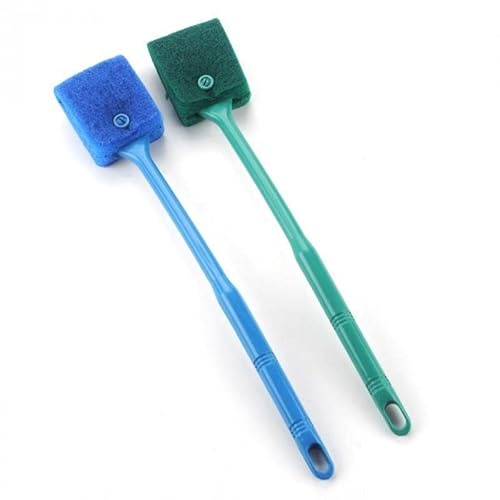 Aquarium Algae Cleaner Double Sided Sponge Brush Fish Tank Scourer Brush Scrubber Algae Remover Reusable Scrubbing Brushes (2PCS)