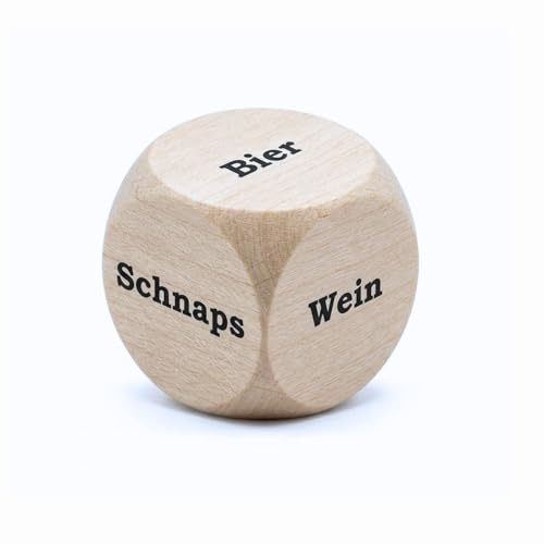 was Trinken? Spielwürfel Entscheidungswürfel Trinkspiel Holzwürfel 30 mm Trinkwürfel - 1 Stück - 4137