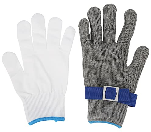 Guantes anticorte nivel 5 de acero inoxidable para protección de manos, calidad profesional, ideales para uso industrial como procesamiento de vidrio, (M)