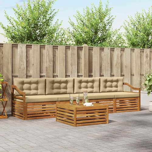 RCODSSK 5-teilige Outdoor-Garnitur Akazie modern Gartenmöbel-Set 5 Stücke Akazie Outdoor-Sofagarnitur 5-teilig Akazienholz Garten Sofagarnitur aus Massivholz für Terrasse