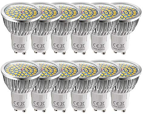 WULUN Confezione da 12 Super Bright GU10 6W Faretto LED lampadina, bianco caldo 3000K, equivalente 60W, 550LM, CA 85V-265V, non dimmerabile