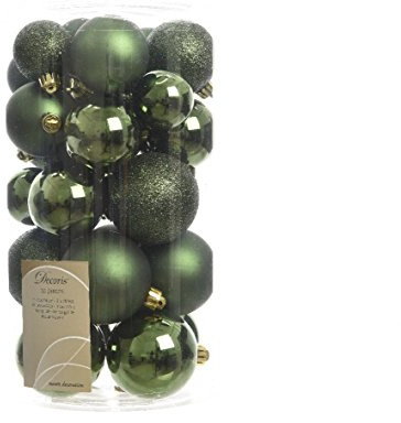 30 Weihnachtskugeln, Farbe: Tannengrün, Weihnachtsdekoration.