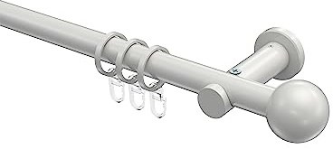 INTERDECO Gardinenstange 20 mm, moderne Vorhangstange aus Metall, Weiß, zur Wand- und Deckenmontage, Typ 10203611, 140 cm