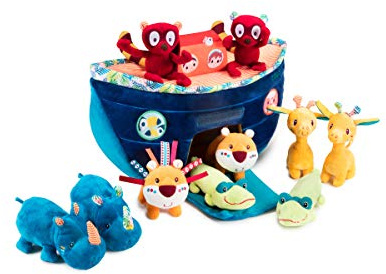 LILLIPUTIENS - Mi Primera Arca de Noé - Juguete Educativo con Animales de Peluche - Estimula la imaginación y la motricidad - Transportable con asa - Juguete Educativo - Desde 18 Meses - 83089