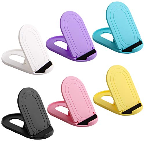 6PCS Universal Cell Phone Holder, AFUNTA Ellipse Portable Adjustable Pocket-Sized Phone Holder Tablet Stand, Compatible Phone and Tablet from 4 to 12 Inches – 6 Colors