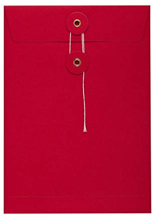 Natürlich verpacken Umschlag C5, 229 x 162 mm, Rot, Bindfadenverschluss, Kraftpapier, Versandtasche - 10 Stück/Pack