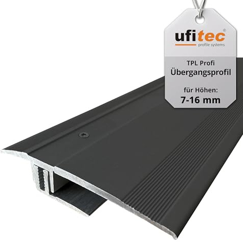 ufitec Profilsystem für Parkett- und Laminatböden - für Belagshöhen von 7-16 mm - viele Farben lieferbar (Übergangsprofil 60 mm Breit, Bronze Dunkel, 100 cm länge)