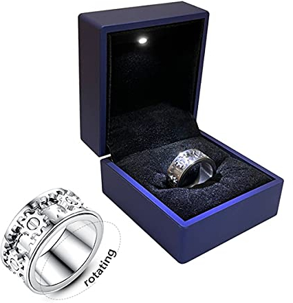 AMZCOM Spinnerringe Damen, Spinner Ring Edelstahl Silber Breit Ringe, Drehbarer Fidget Anxiety Ring, Freundschaftsringe, Anti Stress Erwachsene Finger Ring,13