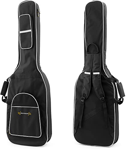 World Rhythm Basgitarr spelväska med handtag, ryggremmar och 18 mm stoppning – mjukt vadderat bärväska passar för basgitarr – perfekt för resor till spelningar eller bandövning