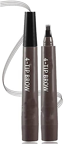 4 punti, kit di penna per riempimento barba e sopracciglia, impermeabile, per uomo, donna, penna per sopracciglia, penna per sopracciglia a 4 punti, riempitore e pennello per barba (#04 grigio)