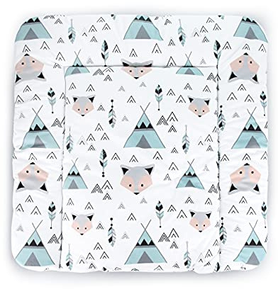 Balbina Wickelunterlage Wasserdicht Wickeltischauflage Wickelauflage baumwolle 70x70 Fuchs Tipi Mint