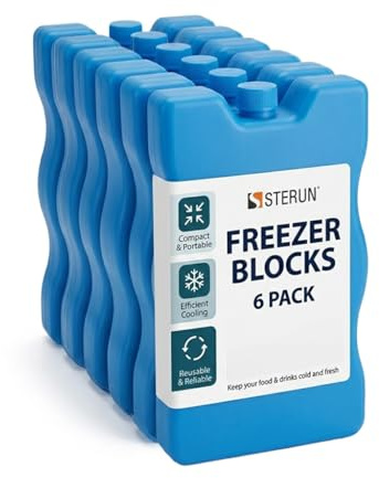 STERUN Freezer Blocks Family Pack Reusable - Keeps Food and Drink Cooler for Hours Ice Blocks for Lunch Boxes Outdoor Picnic, Camping