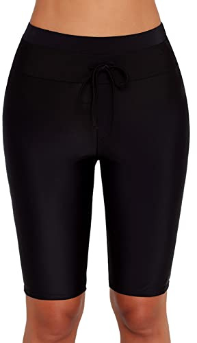 Ejoyous Pantalones Cortos de Baño para Mujer, Pantalones Cortos de Baño UV, Bañadores para Deportes Acuáticos, Pantalones Cortos de Cintura Alta hasta la Rodilla, Ropa de Playa