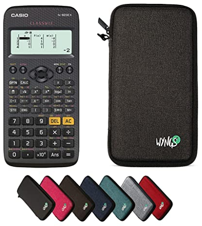 Casio fx-82DE X ClassWiz inkl. WYNGS Schutztasche Dunkelgrau - Wissenschaftlicher Taschenrechner - Basic Set