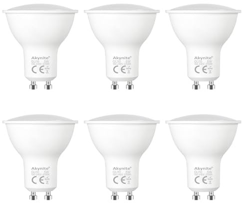 Akynite Leuchtmittel GU10 LED 5W Warmweiß 2700K 500LM, 120 Grad, AC 230V, 50mm MR16 GU10 50W Halogen ersatz, Nicht Dimmbar, LED Einbaustrahler GU10 Warmweiss 220V für Küche Korridor, 6er-Set