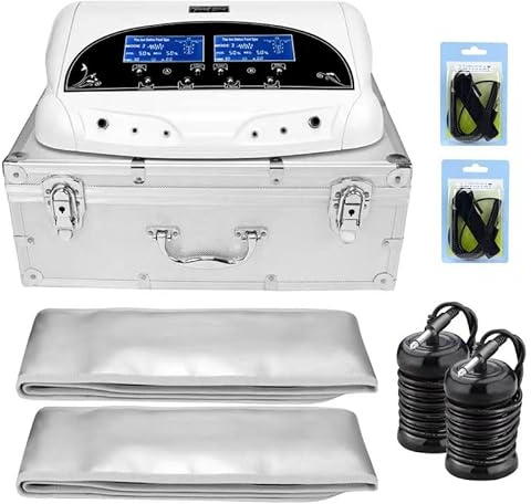 Hydrogalvanotherapie-Gerät für Detox-Fußbad, Dual Mode Ion Cleanser Set für 2 Personen mit Infrarot-Bambusgürtel & Zubehör, Spulen-Klinkenstecker – Marke am Ende