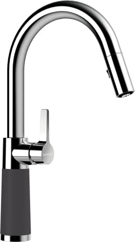 SCHOCK Küchenarmatur SC-520 Dusk – graue hochdruck Armatur CRISTADUR mit ausziehbarer Schlauchbrause und Standard Norm-Anschlüssen