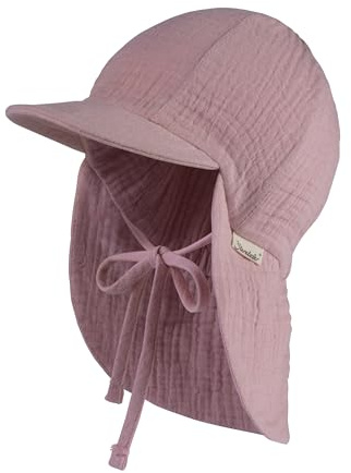 Sterntaler Muslin med nackskydd för flickor med knytband, sammet rosa, 51 cm