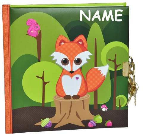 alles-meine.de GmbH Tagebuch mit Schloss - Fuchs Tier Eichhörnchen Waldtiere - mit Name - Dickes Buch gebunden für Geheimnisse Reisetagebuch/Notizbuch blanko Hardcover - Erwach..